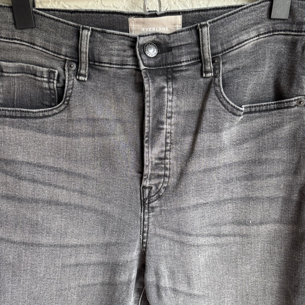 Everlane Cigarette Womens 28 Jeans Grey High Rise Raw Hem Stretch Denim Pants - Picture 2 of 11